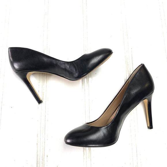 Saks Fifth Avenue 5.5 M Black Benni Pumps Stiletto Heels Shoes Round Toe Slip On - Picture 1 of 10